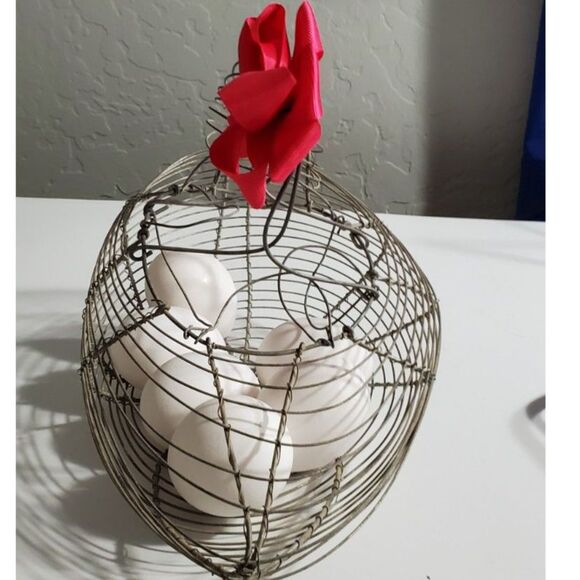 Wire Chicken Egg Collection Basket ~Vintage~ - Picture 2 of 6